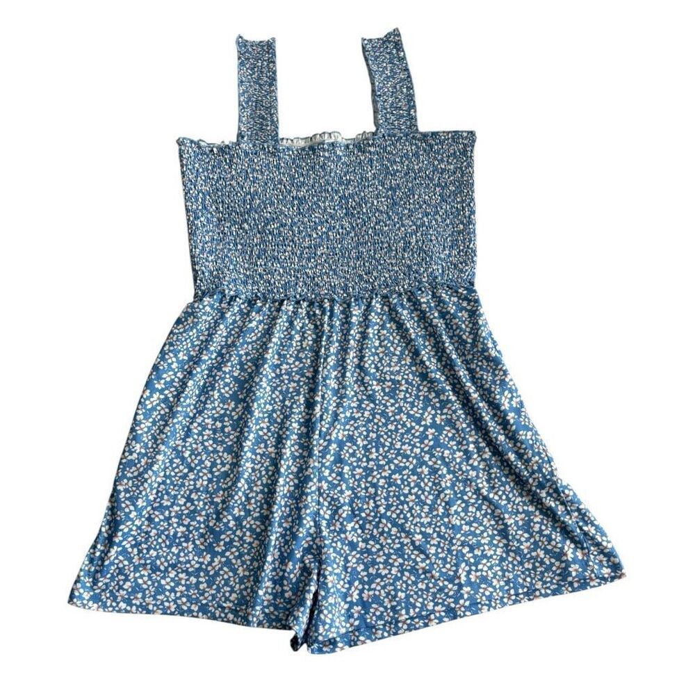 Caracilia Romper Shorts Pockets Sz Medium 97% Polyester 3% Elastane Blue Floral - Picture 6 of 8